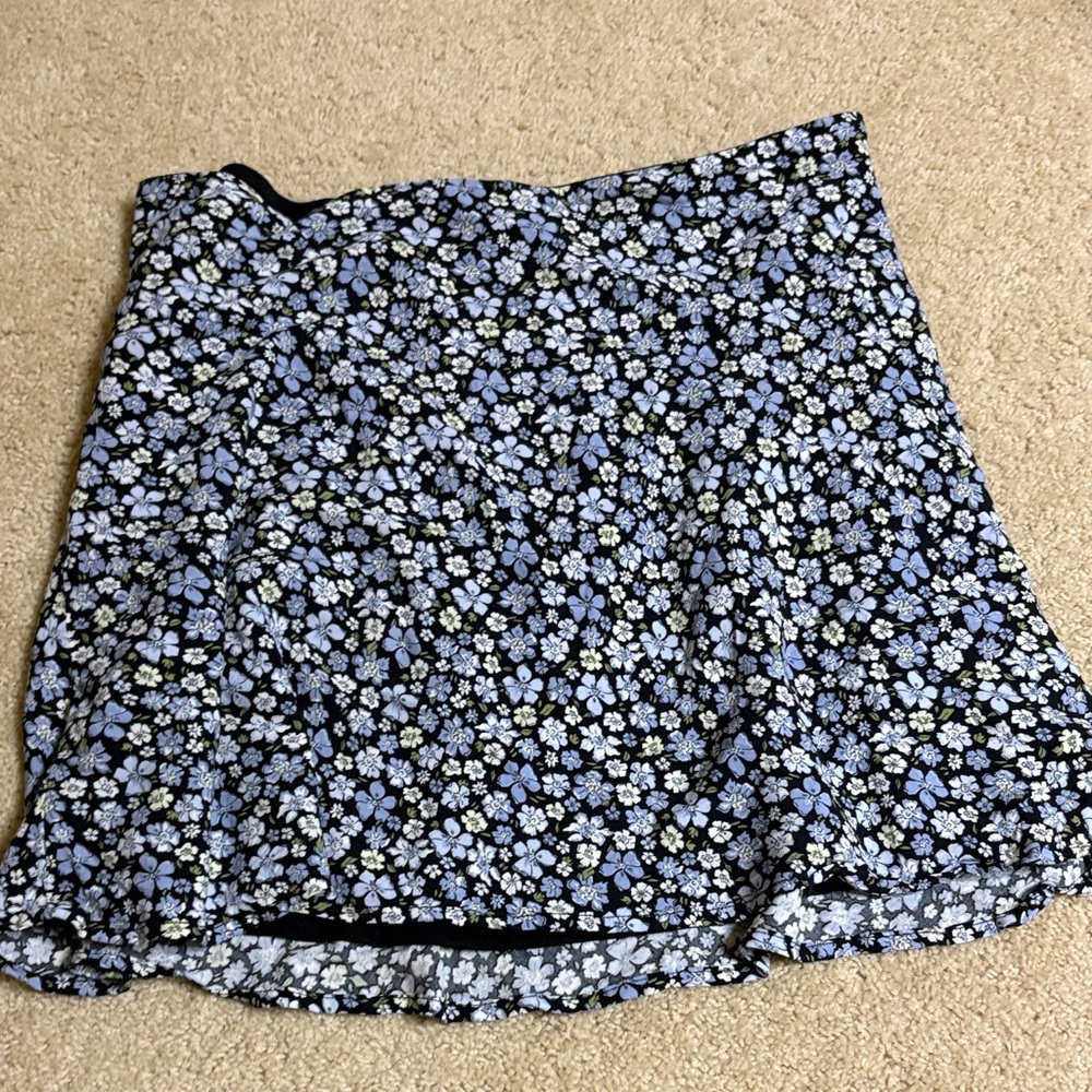 Divided Black and Blue Floral Skirt